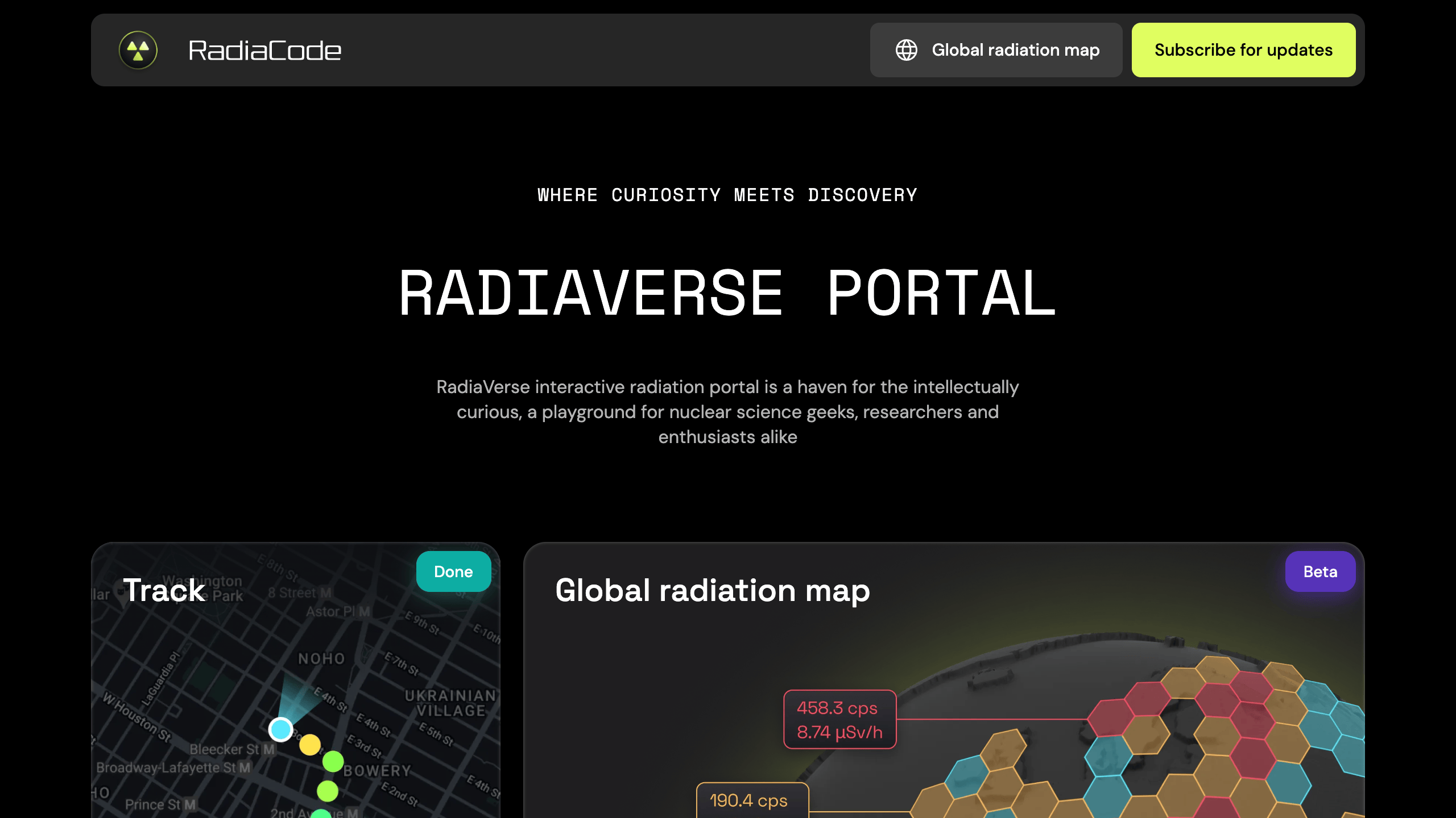 Radiaverse platform screenshot